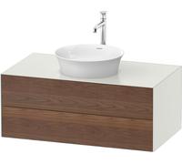 Duravit Tulip blanco, mueble de baño de pared, anchura 1000 x fondo 550mm, con 2 cajones, con tecnología Tip-on, WT498607736, Color: Cuerpo: Seda blanca mate, Frente: Nogal americano macizo