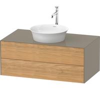 Duravit Tulip blanco, mueble de baño de pared, anchura 1000 x fondo 550mm, con 2 cajones, con tecnología Tip-on, WT49860H5H2, Color: Cuerpo: gris piedra alto brillo, frontal: roble natural macizo