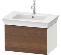 Duravit Tulip blanco, mueble de baño montado en la pared, ancho 684 x profundidad 458mm, con 1 extractor, con tecnología de punta, WT424107736, Color: Cuerpo: Seda blanca mate, Frente: Nogal americano