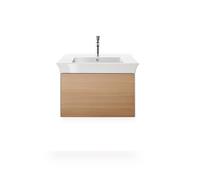 Duravit Tulip blanco, mueble de baño montado en la pared, ancho 684 x profundidad 458mm, con 1 extractor, con tecnología de punta, WT42410H536, Color: Cuerpo: blanco satinado, frente: roble natural ma