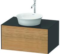 Duravit Tulip blanco, mueble de baño montado en la pared, ancho 800 x profundidad 550mm, con 1 extractor, con tecnología de punta, WT49750H5H1, Color: Cuerpo: grafito alto brillo, frente: roble natura