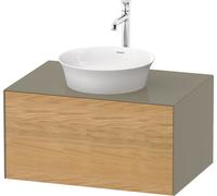Duravit Tulip blanco, mueble de baño montado en la pared, ancho 800 x profundidad 550mm, con 1 extractor, con tecnología de punta, WT49750H5H2, Color: Cuerpo: gris piedra alto brillo, frontal: roble n