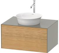 Duravit Tulip blanco, mueble de baño montado en la pared, ancho 800 x profundidad 550mm, con 1 extractor, con tecnología de punta, WT49750H592, Color: Cuerpo: gris piedra seda mate, frontal: roble nat