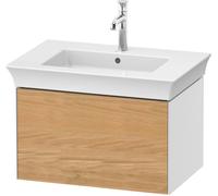 Duravit Tulip blanco, mueble de baño montado en la pared, anchura 684 x profundidad 458mm, con 1 extractor, con tecnología de punta, WT42410H585, Color: Cuerpo: blanco alto brillo, frontal: roble natu