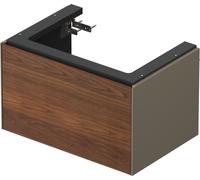 Duravit Tulip blanco, mueble de baño montado en la pared, anchura 684 x profundidad 458mm, con 1 extractor, con tecnología de punta, WT424107792, Color: Cuerpo: gris piedra seda mate, frontal: nogal a