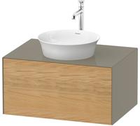 Duravit Tulip blanco, mueble de baño montado en la pared, anchura 800 x profundidad 550mm, con 1 extractor, con tecnología de punta, WT49750H5H2, Color: Cuerpo: gris piedra alto brillo, frontal: roble