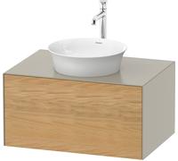 Duravit Tulip blanco, mueble de baño montado en la pared, anchura 800 x profundidad 550mm, con 1 extractor, con tecnología de punta, WT49750H560, Color: Cuerpo: seda mate, frente: roble natural macizo