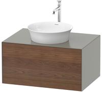 Duravit Tulip blanco, mueble de baño montado en la pared, anchura 800 x profundidad 550mm, con 1 extractor, con tecnología de punta, WT497507792, Color: Cuerpo: gris piedra seda mate, frontal: nogal a