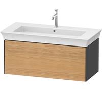 Duravit Tulip blanco, mueble de baño montado en la pared, anchura 984 x profundidad 458mm, con 1x extraíble, con tecnología de punta, WT42420H558, Color: Cuerpo: grafito satinado, frente: roble natura