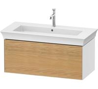 Duravit Tulip blanco, mueble de baño montado en la pared, anchura 984 x profundidad 458mm, con 1x extraíble, con tecnología de punta, WT42420H585, Color: Cuerpo: blanco alto brillo, frontal: roble nat