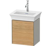 Duravit Tulip blanco, mueble de lavabo colgado en la pared, ancho 384 x fondo 298mm, con 1x tope de puerta a la derecha, con tecnología tip-on, WT4240RH592, Color: Cuerpo: gris piedra seda mate, front