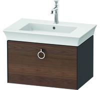 Duravit Tulip blanco, mueble de lavabo colgado en la pared, ancho 684 x fondo 458mm, con 1x extraíble, con tirador, WT4251077H1, Color: Cuerpo: grafito alto brillo, frente: nogal americano macizo
