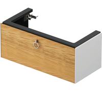 Duravit Tulip blanco, mueble de lavabo colgado en la pared, ancho 984 x fondo 458mm, con 1x extraíble, con tirador, WT42520H585, Color: Cuerpo: blanco alto brillo, frontal: roble natural macizo