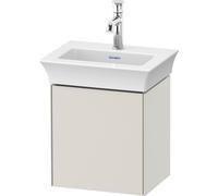 Duravit Tulip blanco, mueble de lavabo colgado en la pared, anchura 384 x fondo 298mm, con 1x tope de puerta a la izquierda, con tecnología tip-on, WT4240L3939, Color: Nórdico Seda blanca laca mate