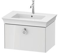 Duravit Tulip blanco, mueble de lavabo colgado en la pared, anchura 684 x fondo 458mm, con 1x extraíble, con tirador, WT425108585, Color: Laca blanca de alto brillo