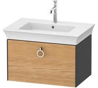 Duravit Tulip blanco, mueble de lavabo colgado en la pared, anchura 684 x fondo 458mm, con 1x extraíble, con tirador, WT42510H558, Color: Cuerpo: grafito satinado, frente: roble natural macizo
