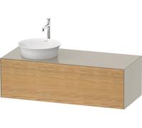 Duravit Tulip blanco, mueble de pared, ancho 1300 x fondo 550mm, con 1x extraíble, con tecnología tip-on, WT4977LH560, Color: Cuerpo: seda mate, frente: roble natural macizo