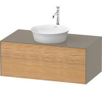 Duravit Tulip blanco, mueble de pared, anchura 1000 x fondo 550mm, con 1x extraíble, con tecnología tip-on, WT49760H5H2, Color: Cuerpo: gris piedra alto brillo, frontal: roble natural macizo