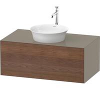 Duravit Tulip blanco, mueble de pared, anchura 1000 x fondo 550mm, con 1x extraíble, con tecnología tip-on, WT4976077H2, Color: Cuerpo: Gris piedra alto brillo, frente: Nogal americano macizo