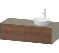 Duravit Tulip blanco, mueble de pared, anchura 1300 x fondo 550mm, con 1x extraíble, con tecnología tip-on, WT4977R77H2, Color: Cuerpo: Gris piedra alto brillo, frente: Nogal americano macizo