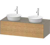 Duravit Tulip blanco, mueble de pared, anchura 1300 x fondo 550mm, con 1x extraíble, con tecnología tip-on, WT4978BH5H2, Color: Cuerpo: gris piedra alto brillo, frontal: roble natural macizo