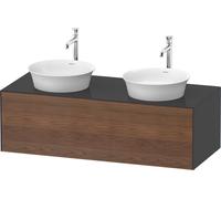 Duravit Tulip blanco, mueble de pared, anchura 1300 x fondo 550mm, con 1x extraíble, con tecnología tip-on, WT4978B77H1, Color: Cuerpo: grafito alto brillo, frente: nogal americano macizo