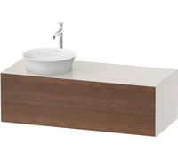 Duravit Tulip blanco, mueble de pared, anchura 1300 x fondo 550mm, con 1x extraíble, con tecnología tip-on, WT4977L7739, Color: Cuerpo: blanco nórdico satinado, frente: nogal americano macizo