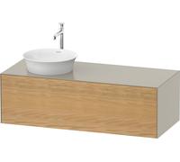 Duravit Tulip blanco, mueble de pared, anchura 1300 x fondo 550mm, con 1x extraíble, con tecnología tip-on, WT4977LH560, Color: Cuerpo: seda mate, frente: roble natural macizo