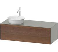 Duravit Tulip blanco, mueble de pared, anchura 1300 x fondo 550mm, con 1x extraíble, con tecnología tip-on, WT4977L7792, Color: Cuerpo: gris piedra seda mate, frontal: nogal americano macizo