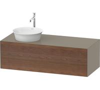 Duravit Tulip blanco, mueble de pared, anchura 1300 x fondo 550mm, con 1x extraíble, con tecnología tip-on, WT4977L77H2, Color: Cuerpo: Gris piedra alto brillo, frente: Nogal americano macizo