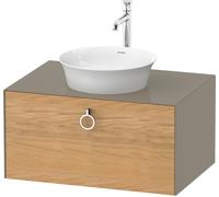 Duravit Tulip blanco, mueble de pared, anchura 800 x fondo 550mm, con 1x extraíble, con tirador, WT49800H5H2, Color: Cuerpo: gris piedra alto brillo, frontal: roble natural macizo