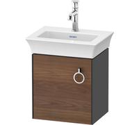 Duravit Tulip blanco, mueble de tocador colgado en la pared, ancho 384 x fondo 298mm, con 1x tope de puerta a la izquierda, con tirador, WT4250L77H1, Color: Cuerpo: grafito alto brillo, frente: nogal 