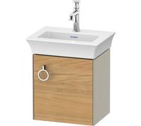 Duravit Tulip blanco, mueble de tocador colgado en la pared, anchura 384 x fondo 298mm, con 1x tope de puerta a la derecha, con tirador, WT4250RH560, Color: Cuerpo: seda mate, frente: roble natural ma