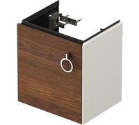 Duravit Tulip blanco, mueble de tocador colgado en la pared, anchura 384 x fondo 298mm, con 1x tope de puerta a la izquierda, con tirador, WT4250L77H4, Color: Cuerpo: blanco nórdico alto brillo, frent