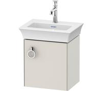 Duravit Tulip blanco, mueble de tocador colgado en la pared, anchura 384 x fondo 298mm, con 1x tope de puerta a la derecha, con tirador, WT4250R3939, Color: Nórdico Seda blanca laca mate