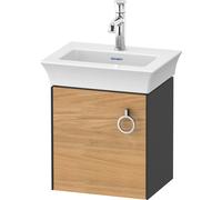 Duravit Tulip blanco, mueble de tocador colgado en la pared, anchura 384 x fondo 298mm, con 1x tope de puerta a la izquierda, con tirador, WT4250LH558, Color: Cuerpo: grafito satinado, frente: roble n