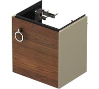 Duravit Tulip blanco, mueble de tocador colgado en la pared, anchura 384 x fondo 298mm, con 1x tope de puerta a la derecha, con tirador, WT4250R77H3, Color: Cuerpo: Taupe alto brillo, frente: nogal am