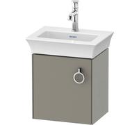 Duravit Tulip blanco, mueble de tocador colgado en la pared, anchura 384 x fondo 298mm, con 1x tope de puerta a la izquierda, con tirador, WT4250L9292, Color: Gris piedra Seda Barniz mate