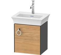 Duravit Tulip blanco, mueble de tocador colgado en la pared, anchura 384 x fondo 298mm, con 1x tope de puerta a la derecha, con tirador, WT4250RH5H1, Color: Cuerpo: grafito alto brillo, frente: roble