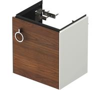 Duravit Tulip blanco, mueble de tocador colgado en la pared, anchura 384 x fondo 298mm, con 1x tope de puerta a la derecha, con tirador, WT4250R7736, Color: Cuerpo: Seda blanca mate, Frente: Nogal ame