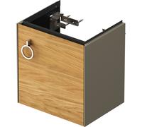 Duravit Tulip blanco, mueble de tocador colgado en la pared, anchura 384 x fondo 298mm, con 1x tope de puerta a la derecha, con tirador, WT4250RH592, Color: Cuerpo: gris piedra seda mate, frontal: rob