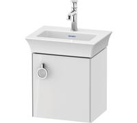 Duravit Tulip blanco, mueble de tocador colgado en la pared, ancho 384 x fondo 298mm, con 1x tope de puerta a la derecha, con tirador, WT4250R8585, Color: Laca blanca de alto brillo