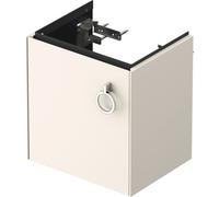 Duravit Tulip blanco, mueble de tocador colgado en la pared, anchura 384 x fondo 298mm, con 1x tope de puerta a la izquierda, con tirador, WT4250L3939, Color: Nórdico Seda blanca laca mate