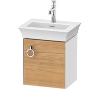 Duravit Tulip blanco, mueble de tocador colgado en la pared, anchura 384 x fondo 298mm, con 1x tope de puerta a la derecha, con tirador, WT4250RH585, Color: Cuerpo: blanco alto brillo, frontal: roble
