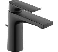 Duravit Tulum Mezclador monomando de lavabo S FreshStart, 110mm de proyección, con juego de desagüe y juego de desagüe, TU1011001046, Color: Negro Mate