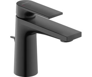 Duravit Tulum Mezclador monomando de lavabo S FreshStart, 110mm de proyección, con juego de desagüe y juego de desagüe, TU1011001046, Color: Negro Mate