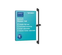 Duravit Universal barra de ducha, con soporte de teleducha regulable en altura, barra ducha variable (700 mm), negro mate