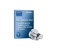 Duravit Universal Codo de conexión a la pared, Conexión de manguera incl. soporte de ducha, Codo de conexión a la ducha con tapa redonda, cromo