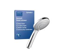 Duravit Universal ducha de mano, cabezal de ducha con 3 tipos de chorro (Rain, Intense Rain, Soft Rain), ducha manual redondo (Ø 110 mm), con función MinusFlow de ahorro de agua, cromo