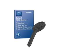 Duravit Universal ducha de mano, cabezal de ducha con chorro tipo Rain, ducha manual redondo (Ø 110 mm), alcachofa de la ducha con toberas de silicona fáciles de limpiar, rociador, cromo/blanco